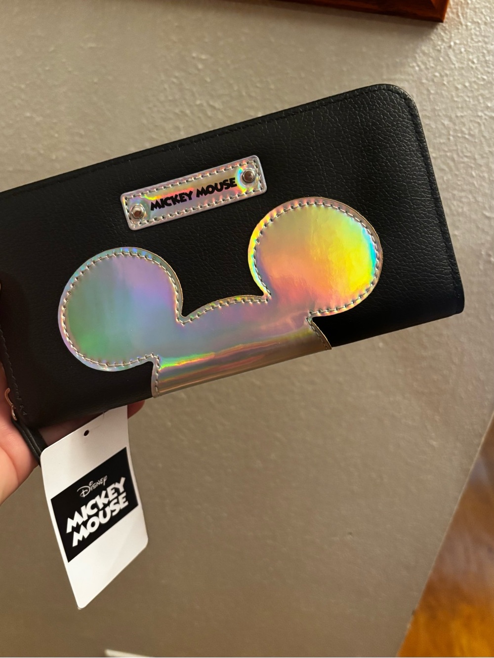 Disney Black Wallet with Holographic Mickey Ears Accent